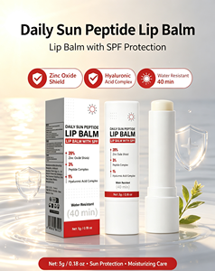 Baume à lèvres quotidien UV aux peptides, protection solaire SPF, 5g, oxyde de zinc, résistant à l'eau, acide hyaluronique, soin hydratant pour les lèvres, vente en gros OEM - Product Image 2