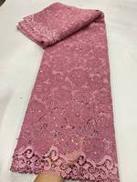 Tissu en dentelle guipure florale française biologique 2026 100 % coton pour mariage, textile de maison et tenues royales festives