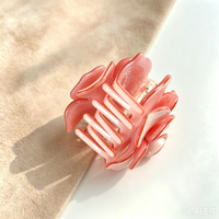 Pince à cheveux de luxe en acétate de haute qualité, motif rose 3D, type requin, pour chignon arrière, accessoires capillaires pour femmes