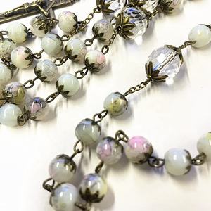 Collar con colgante de <span class=keywords><strong>cruz</strong></span> de Jesús y cielo estrellado, collar con cuentas de perlas redondas de 8mm - Product Image 4