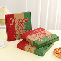 Boîte à pizza en carton ondulé kraft jetable personnalisée avec logo imprimé en gros