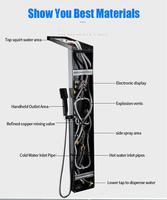 Keorh Ensemble de colonne de douche moderne à affichage numérique en acier inoxydable pour tour de douche avec cascade noire