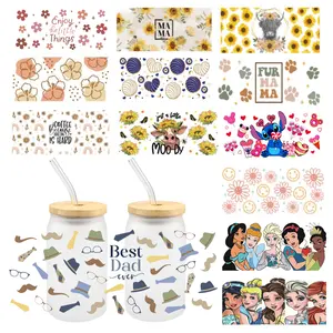 Supplier Custom Design Waterproof Packaging Transfer Sticker Glass Tumbler Uv Dtf Cup Wrap Transfers