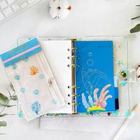 Protège-documents A6 transparent avec pochette zippée, 6 trous, en PVC, avec paillettes, pour classeur à feuilles mobiles, fermeture élastique