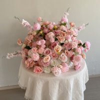 Hochzeits dekor Faux Tropical Greenery Floral Ball Große weiße grüne künstliche Seide Rose Tisch Herzstück Blume für Arrangement