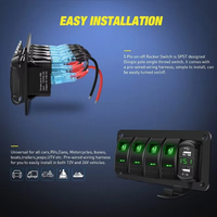 Panneau de commutation à bascule 4 gang LED rouge 12V/24V avec double chargeur USB pour voiture, bateau, camping-car, caravane