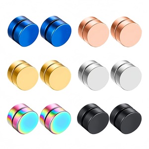 Boucles d'oreilles à clipser en alliage de zinc, rondes, magnétiques, 6mm, pour hommes, sans perçage, style coréen, cadeau, bijoux à la mode - Product Image 1