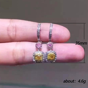 Orecchini pendenti lunghi con pietre scintillanti multicolori per donna, eleganti gioielli pendenti per le orecchie - Product Image 3