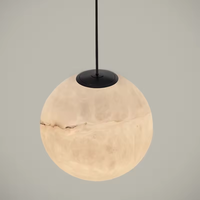 Lustre suspendu décoratif en marbre naturel, design personnalisé, boules d'albâtre, éclairage LED minimaliste, intensité réglable