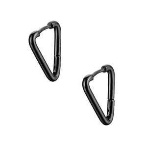 ZOGXIN Triangle Hoop Earrings Gold Stainless Steel Geometric Fashion For Women Men - Product Image 3