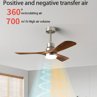 Ventilateur de plafond LED intelligent moderne de 42/52 pouces avec télécommande, 6 vitesses de vent, multifonction, rond, avec lumière