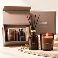 Coffret Cadeau Parfum Maison Haut de Gamme Écologique avec Bougie Artistique en Cire de Soja Parfumée et Diffuseur à Bâtonnets en Rotin pour Mariage et Décoration de Fêtes