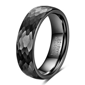 Anillo Minimalista Retro de Acero de Tungsteno Martillado con Diseño de Escamas de Pez, 4.6-8mm, Geométrico, Unisex, Regalo de Joyería - Product Image 4