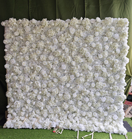 Mur de fleurs de mariage 8 * 8ft 5D rideau en tissu enroulé rose fleur de rose artificielle toile de fond murale pour les décorations de mariage