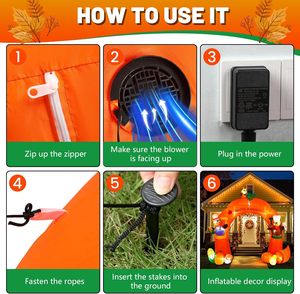Arche gonflable de 11 pieds pour Thanksgiving avec dindes, écureuils et fruits de la récolte, décorations extérieures avec LED intégrées - Product Image 4