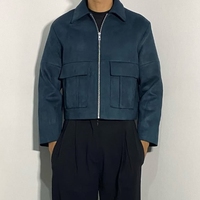 Nouvelle veste en faux daim de haute qualité, coupe courte et ample, avec poche poitrine, pour homme