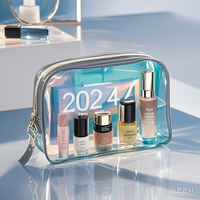 Trousse de toilette de bain de fitness transparente en PVC personnalisable avec poignée à fermeture à glissière étui cosmétique pour femmes couleurs holographiques