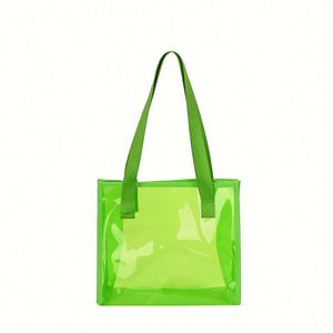 Fashion Custom Logo Crossbody Shoulder Jelly Shopping Large Transparent Clear PVC Tote Bag for Beach Travel - Product Image 1