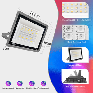 Proyector LED Inteligente para Exteriores, IP66, 100V-240V, 50W/100W, WiFi, RGB, Blanco Cálido/Frío, Regulable, Impermeable, <span class=keywords><strong>de</strong></span> Aluminio, con App <span class=keywords><strong>Tuya</strong></span> - Product Image 2