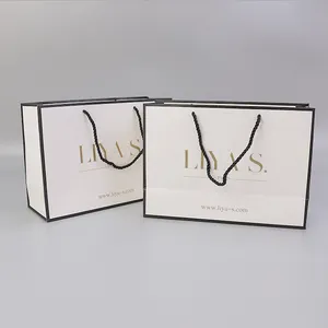 Cardboard White Paper Bag Shopping Paper Bags With Custom Logo Luxury Clothing Packaging Gift Carrier Bag