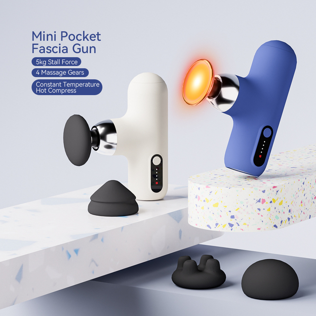 Portable Quiet Cordless Mini Electric Deep Tissue Percussion Massage Gun with Heat Brushless Motor Muscle Small Fascia Massager
