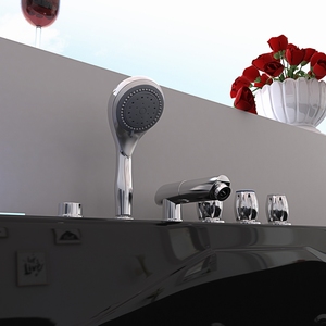 <span class=keywords><strong>Baignoire</strong></span> <span class=keywords><strong>spa</strong></span> moderne autoportante à jet d'air en acrylique pour 2 personnes, noire avec lumière LED intelligente-pour hôtels - Product Image 6