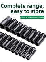 Jeu de douilles à choc métriques à 12 pans de 10 pièces, outils de réparation pneumatiques avec douilles universelles profondes, clés à douilles manuelles, emballage en boîte