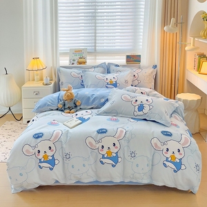 Dễ Thương Phim Hoạt Hình Bốn Mùa Đôi Tùy Chỉnh Duvet Bìa Bộ Tấm Gối Màu Tím Màu Hồng Bộ Đồ Giường Màu Vàng Bộ - Product Image 6