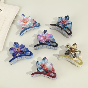 PS Plastic 3D Colorful Flower <b>Hair</b> Claw Clips Spring Summer Floral <b>Hair</b> Grab Clips 6 Styles Pack <b>Hair</b> <b>Accessories</b> For Women - Product Image 4