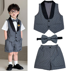 Ensemble Costume de <span class=keywords><strong>Gilet</strong></span> Enfant Points Pois Élégant Vente en Gros 2-10 Ans Blazer Formel <span class=keywords><strong>Gilet</strong></span> + Nœud Papillon Tenues pour Enfants - Product Image 2
