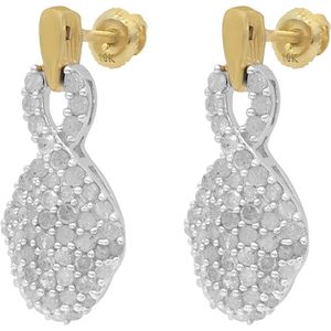 Boucles d'oreilles pendantes Ornaatis en diamant, 1,44 carats au total, taille ronde, blanc naturel, couleur H-I, clarté I3, argent sterling 925, pour femme, usage quotidien - Product Image 1