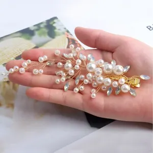 Bruidsjurk Haarstyling Accessoires Koreaanse Handgemaakte Side Clip Haaraccessoires Parel Haar Clips Brideflower