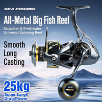 Moulinet de pêche spinning tout métal haute résistance 10+1BB, frein max 10kg-25kg, résistant à la corrosion pour eau salée, rivières et cours d'eau, lancer longue distance