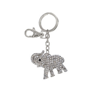 Porte-clés éléphant en cristal, pendentif breloque en strass argenté, accessoire de sac - Product Image 1