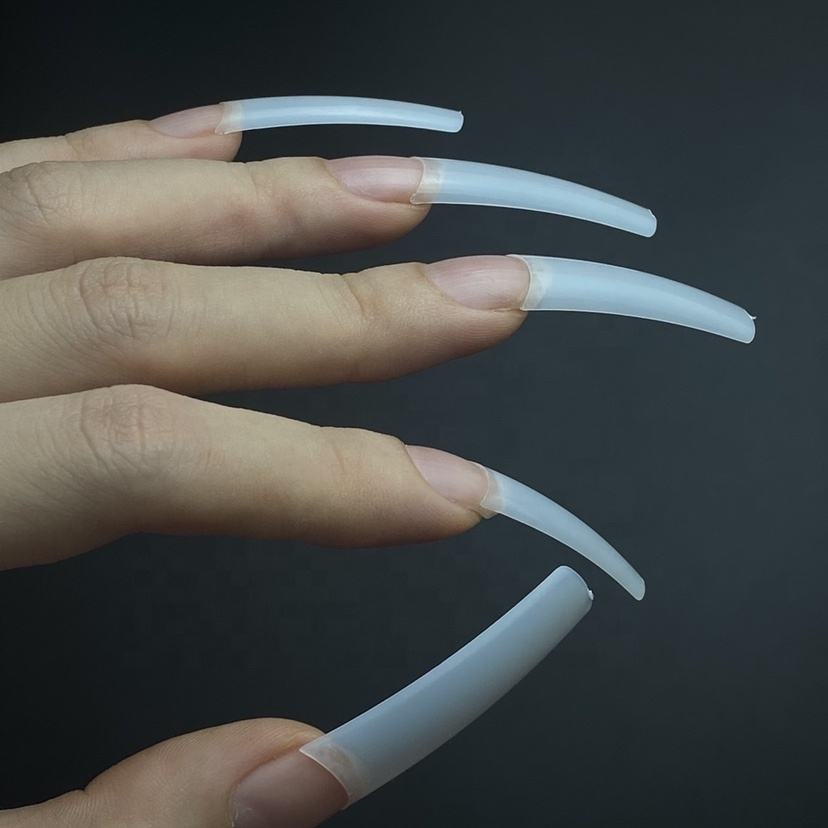 Newest 550pcs XXL Straight Coffin Nail Tips Curved Square Artificial Nails Long French Coffin Nail Tips