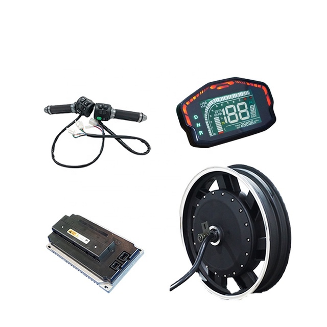 SiAECOSYS QSMOTOR 17X3.5inch 5000W 72V 100kph Brushless Hub Motor EM200SP Controller Power Train Kits for Electric Motorcycles