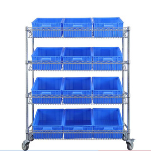 Warehouse Storage <strong>Stainless</strong> <strong>Steel</strong> Line <strong>Net</strong> Wire Mesh Shelf Chrome Plating Anti-static Household <strong>Display</strong> <strong>Rack</strong> With Wheels - Product Image 2
