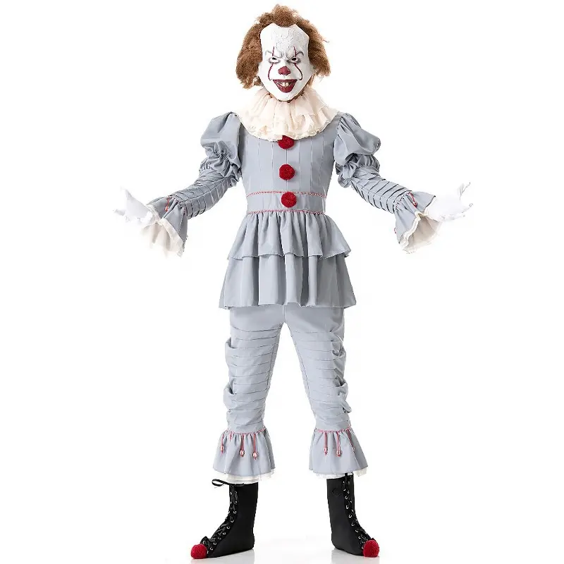 Carnival Halloween Party Cosplay Pennywise Costume Clown Suit Clothes Men Fancy Adult Clown Costume