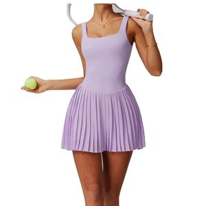 Rok tenis dua potong palsu dengan bawahan (anti-paparan), kantong kebugaran, desain lipit, baju olahraga - Product Image 1