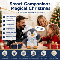 Peluche IA Interactif Pingouin : Jouet Sonore et Parlant, Activé par la Voix, Compagnon Interactif pour Noël et la Famille