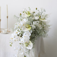 Boule florale artificielle blanche et verte pour centre de table de mariage, arrangement événementiel, vente en gros