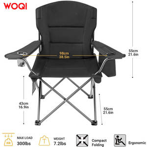 Silla Plegable para Exteriores Woqi, Marco de Aluminio, Tela Oxford, Silla Portátil para Camping y Jardín, Negra, 45x45x90cm - Product Image 3