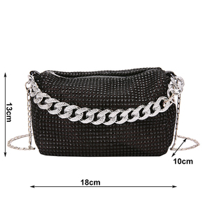 กระเป๋าถือผู้หญิงแบบใหม่ ประดับเพชรเต็มใบ รูปทรงนาฬิกาทราย กระเป๋าคลัทช์พกพาสะดวกสำหรับออกงานกลางคืน - Product Image 2