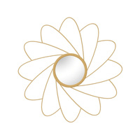 Miroir mural en métal doré à motif floral, forme de tournesol, miroir décoratif suspendu pour salon, entrée