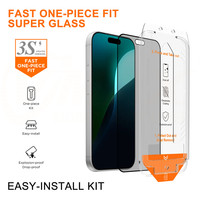 Protector de Pantalla con Privacidad y Eliminación de Polvo con Alineación Automática para iPhone 18 17 16 15 Pro Max, Película de Vidrio Templado 2.5D con Herramienta de Instalación