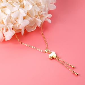 Pendentif Cygne Élégant et Populaire en Acier Inoxydable Plaqué Or 18 carats avec Bonne Chaîne - Product Image 3