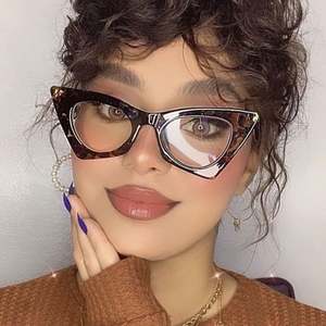 Montures de lunettes transparentes pour femmes, style rétro, petit cadre œil de chat, anti-lumière bleue, avec logo personnalisé - Product Image 1