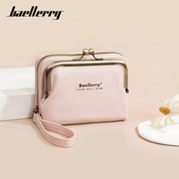 Dompet Wanita Kulit PU RFID Baellerry Merek Terkenal, Dompet Pendek Mini Kulit dengan Resleting, Tempat Kartu, dan Kantong Koin