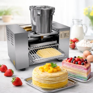 Machine automatique de fabrication de feuilles de gâteau, machine de traitement des feuilles de gâteau en couches, formateur de feuilles de pâtisserie, crêpière électrique - Product Image 1