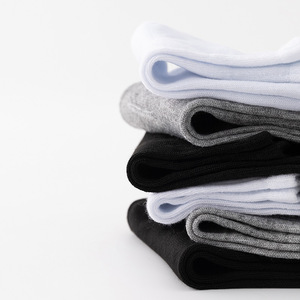 Chaussettes mi-mollet unies pour hommes, noires, blanches, grises, en polyester et coton, décontractées, tube moyen - Product Image 3